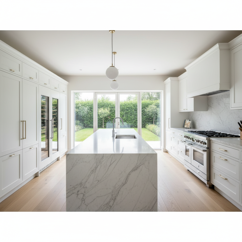 Luxury modern kitchen with premium cooling appliances